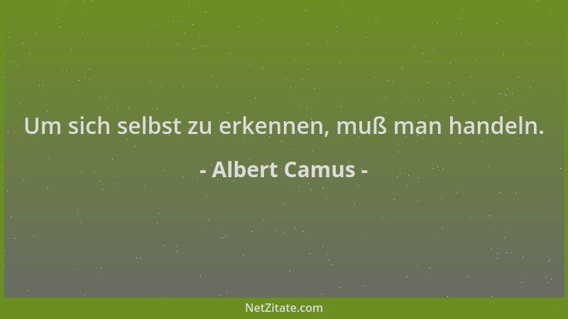 Albert Camus - Um sich selbst zu erkennen, muß man handeln....