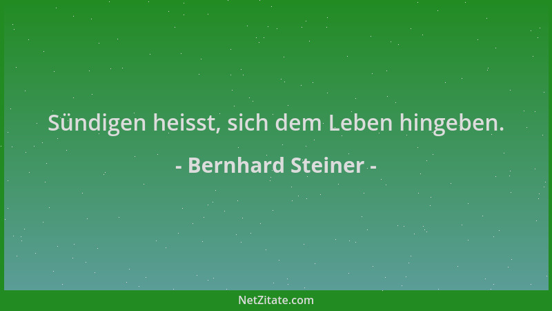 Bernhard Steiner - Sündigen heisst, sich dem Leben hingeben....