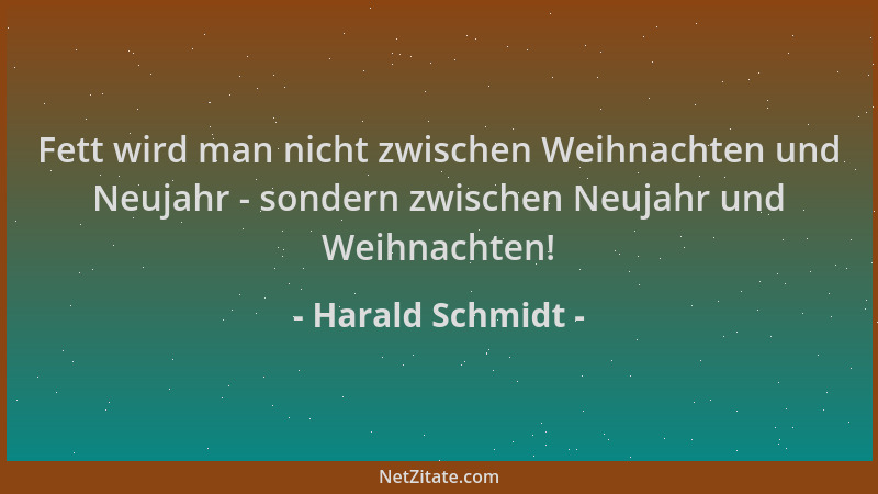 Harald Schmidt - Fett wird man nicht zwischen Weihnachten und Neujahr - sondern zwischen Neujahr und Weihnachten!...