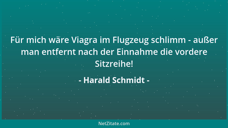 Harald Schmidt - Für mich wäre Viagra im Flugzeug schlimm - außer man entfernt nach der Einnahme die vordere Sitzreihe!...