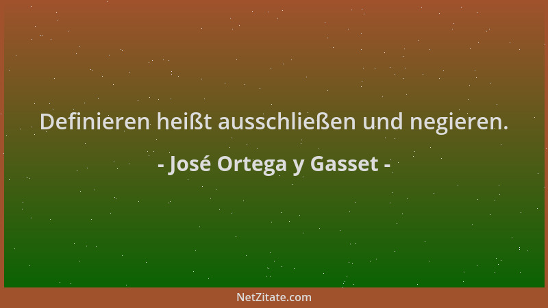 José Ortega y Gasset - Definieren heißt ausschließen und negieren....