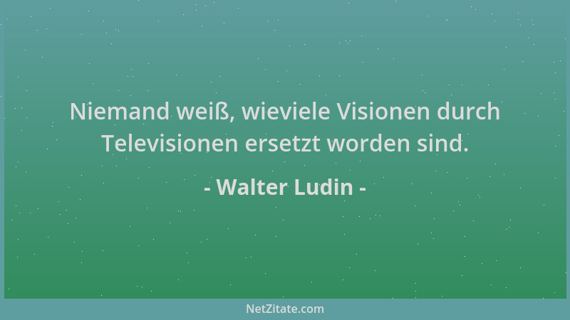 Walter Ludin - Niemand weiß, wieviele Visionen durch Televisionen ersetzt worden sind....