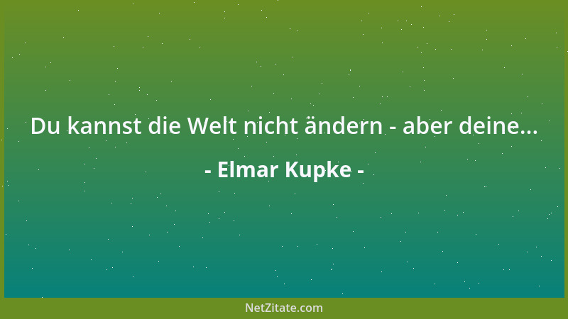 Elmar Kupke - Du kannst die Welt nicht ändern - aber deine......
