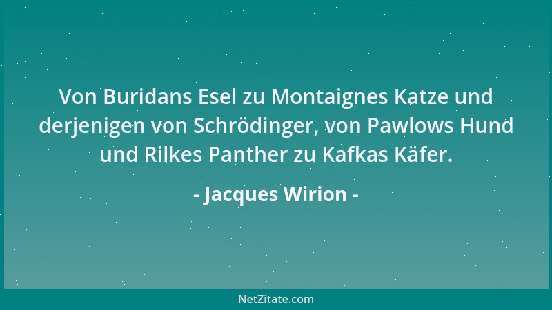 Jacques Wirion - Von Buridans Esel zu Montaignes Katze und derjenigen von Schrödinger, von Pawlows Hund und Rilkes Panther...