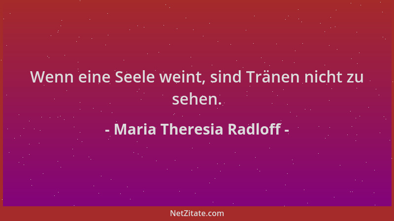 Maria Theresia Radloff - Wenn eine Seele weint, sind Tränen nicht zu sehen....