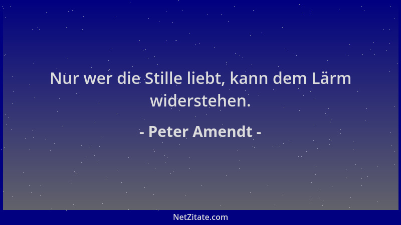 Peter Amendt - Nur wer die Stille liebt, kann dem Lärm widerstehen....
