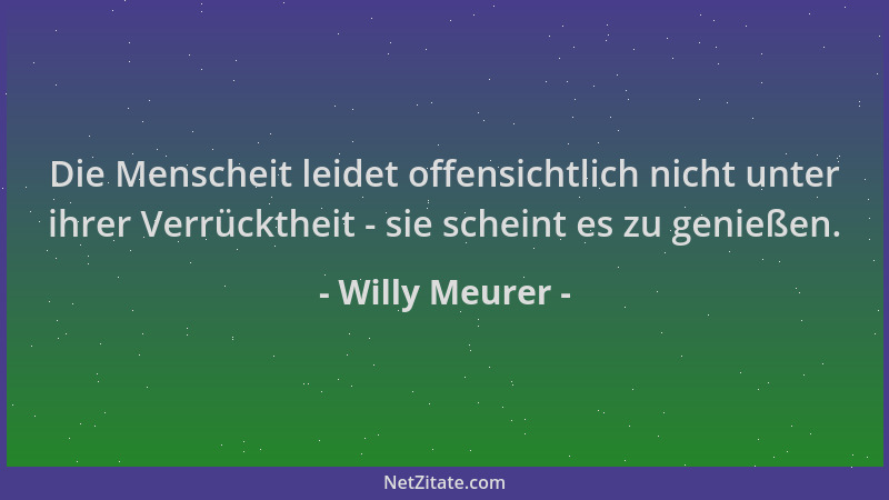 Willy Meurer - Die Menscheit leidet offensichtlich nicht unter ihrer Verrücktheit - sie scheint es zu genießen....