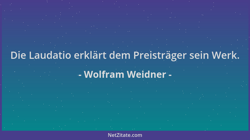 Wolfram Weidner - Die Laudatio erklärt dem Preisträger sein Werk....