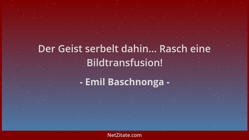 Emil Baschnonga - Der Geist serbelt dahin... Rasch eine Bildtransfusion!...
