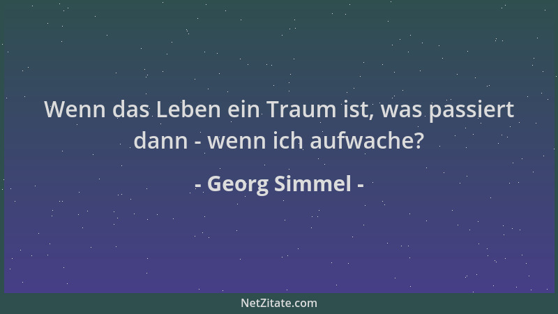 Georg Simmel - Wenn das Leben ein Traum ist, was passiert dann - wenn ich aufwache?...