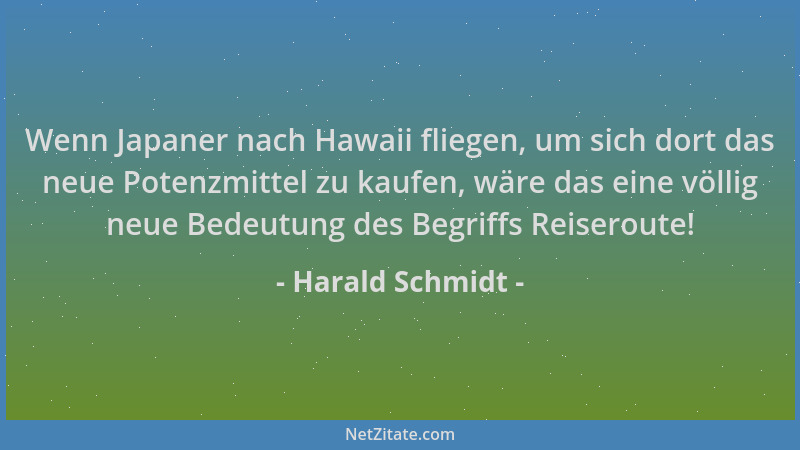 Harald Schmidt - Wenn Japaner nach Hawaii fliegen, um sich dort das neue Potenzmittel zu kaufen, wäre das eine völlig neue...