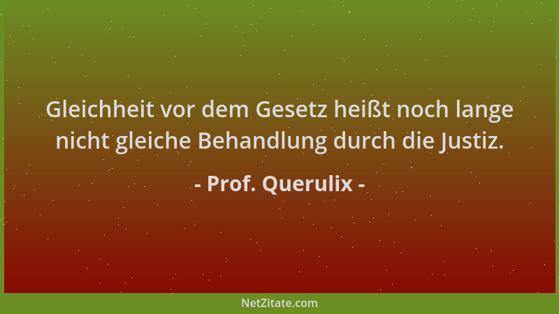 Prof. Querulix - Gleichheit vor dem Gesetz heißt noch lange nicht gleiche Behandlung durch die Justiz....