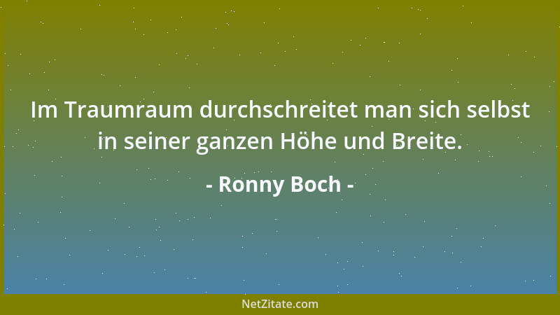 Ronny Boch - Im Traumraum durchschreitet man sich selbst in seiner ganzen Höhe und Breite....