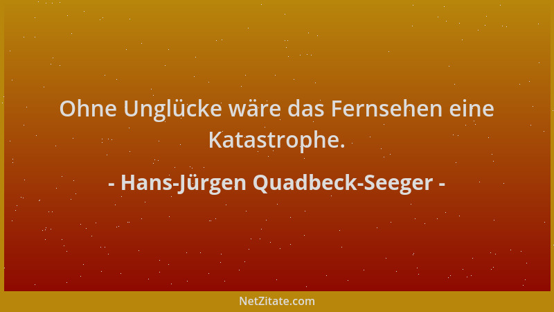 Hans-Jürgen Quadbeck-Seeger - Ohne Unglücke wäre das Fernsehen eine Katastrophe....