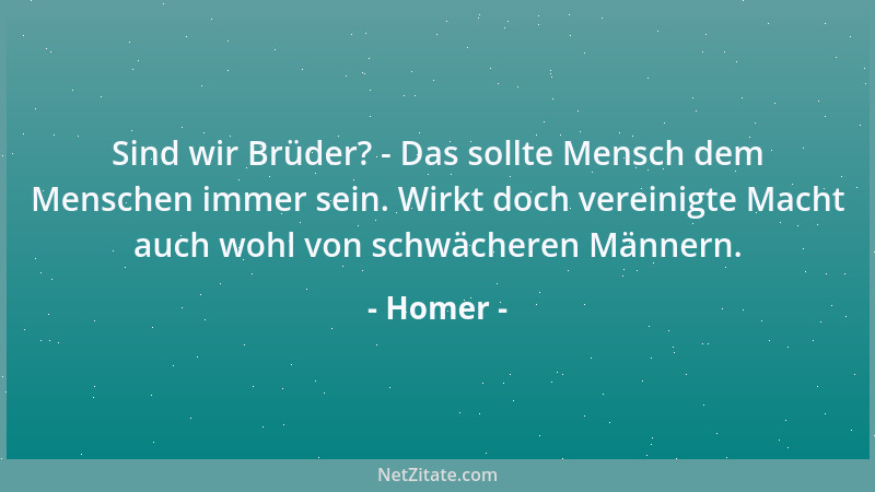 Homer - Sind wir Brüder? - Das sollte Mensch dem Menschen immer sein. Wirkt doch vereinigte Macht auch wohl von schwächeren...
