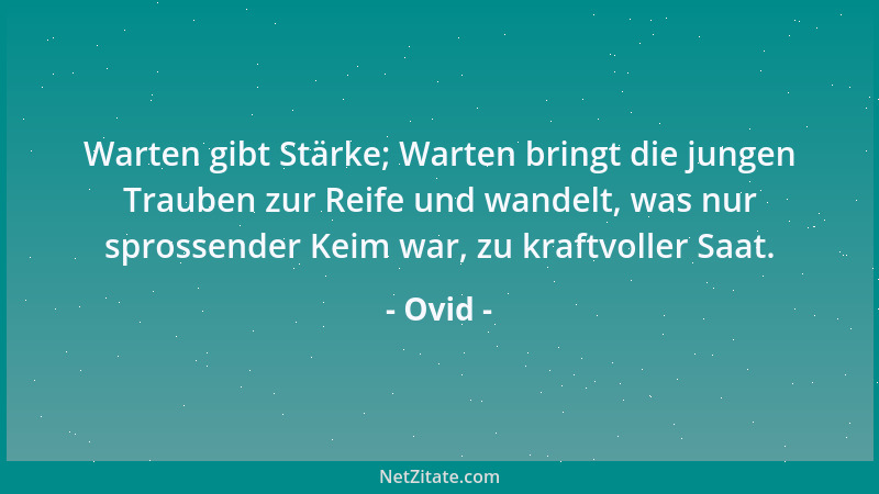 Ovid - Warten gibt Stärke; Warten bringt die jungen Trauben zur Reife und wandelt, was nur sprossender Keim war, zu kraftvo...