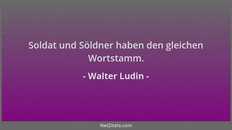 Walter Ludin - Soldat und Söldner haben den gleichen Wortstamm....