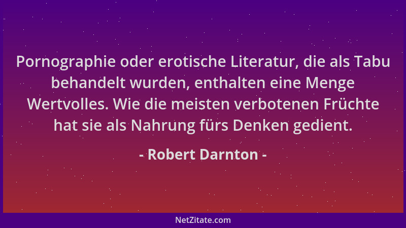 Robert Darnton - Pornographie oder erotische Literatur, die als Tabu behandelt wurden, enthalten eine Menge Wertvolles. Wie...
