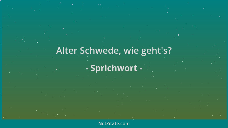 Sprichwort - Alter Schwede, wie geht 's?...