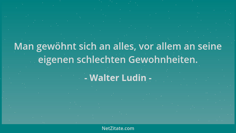 Walter Ludin - Man gewöhnt sich an alles, vor allem an seine eigenen schlechten Gewohnheiten....