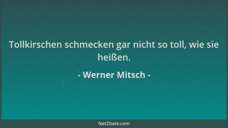 Werner Mitsch - Tollkirschen schmecken gar nicht so toll, wie sie heißen....