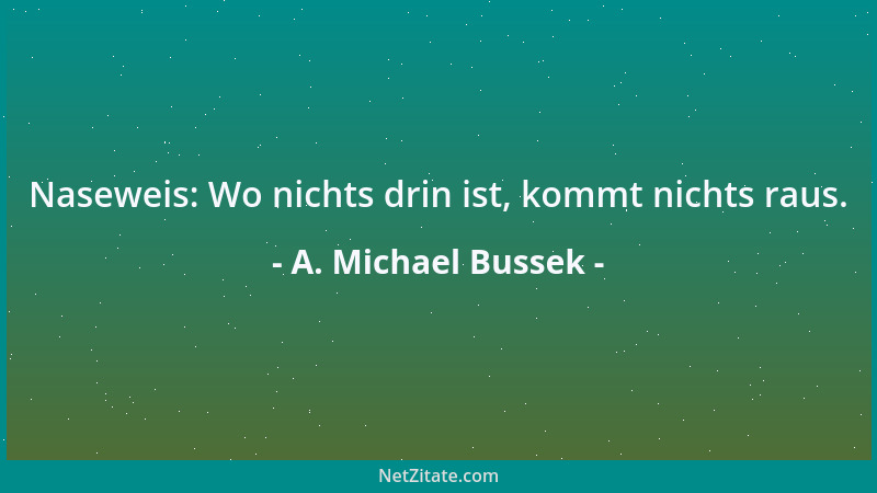 A. Michael Bussek - Merke: Ein schlechtes Ende ist wie eine schlechte Story....