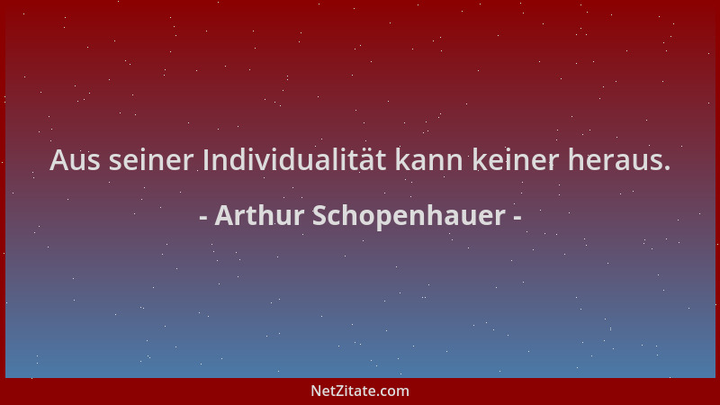 Arthur Schopenhauer - Aus seiner Individualität kann keiner heraus....