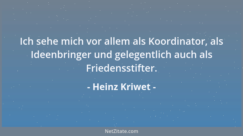 Heinz Kriwet - Ich sehe mich vor allem als Koordinator, als Ideenbringer und gelegentlich auch als Friedensstifter....