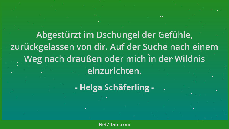 Helga Schäferling - Abgestürzt im Dschungel der Gefühle, zurückgelassen von dir. Auf der Suche nach einem Weg nach draußen...