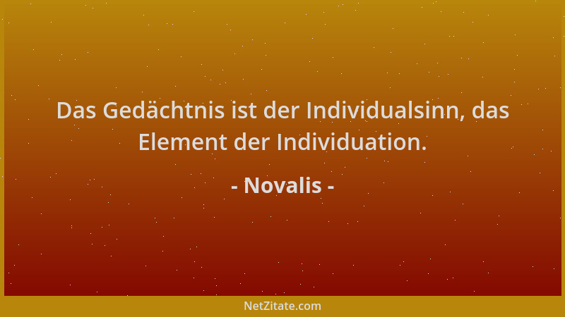 Novalis - Das Gedächtnis ist der Individualsinn, das Element der Individuation....