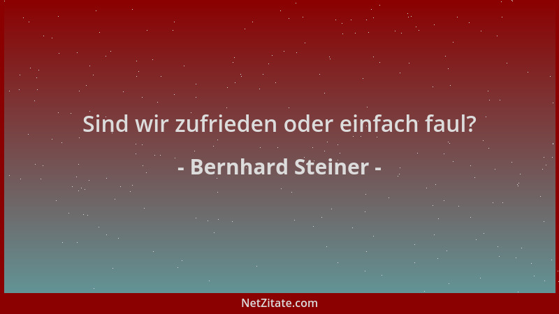 Bernhard Steiner - Sind wir zufrieden oder einfach faul?...
