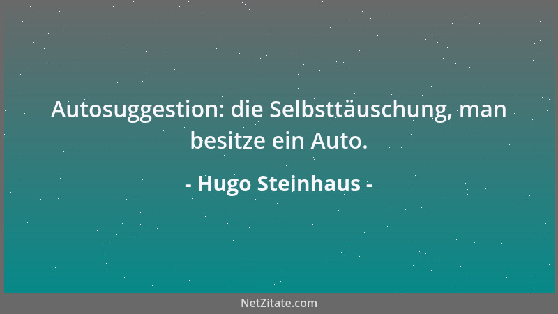 Hugo Steinhaus - Autosuggestion: die Selbsttäuschung, man besitze ein Auto....