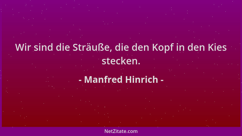 Manfred Hinrich - Wir sind die Sträuße, die den Kopf in den Kies stecken....