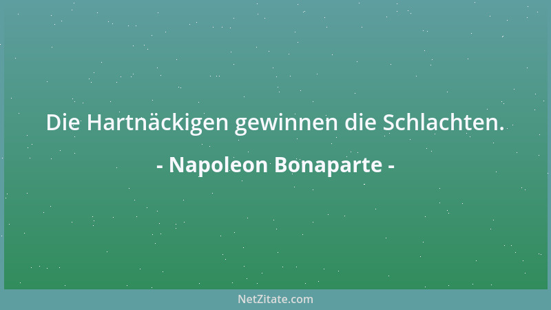 Napoleon Bonaparte - Die Hartnäckigen gewinnen die Schlachten....