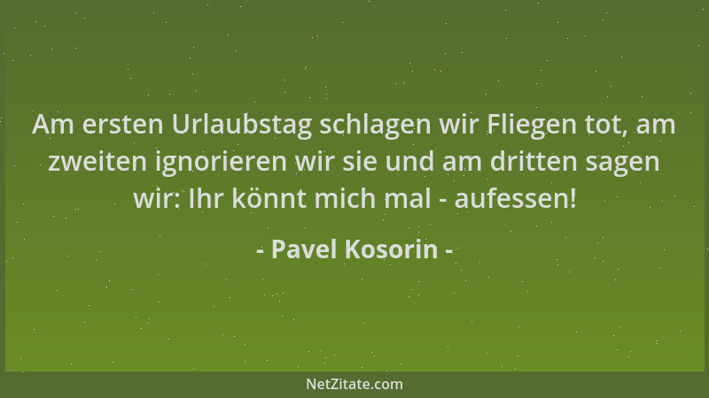 Pavel Kosorin - Am ersten Urlaubstag schlagen wir Fliegen tot, am zweiten ignorieren wir sie und am dritten sagen wir: Ihr...