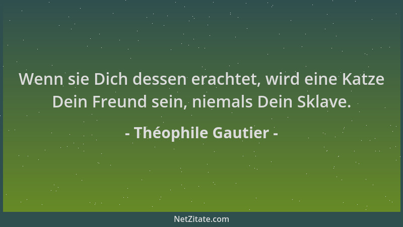 Théophile Gautier - Wenn sie Dich dessen erachtet, wird eine Katze Dein Freund sein, niemals Dein Sklave....