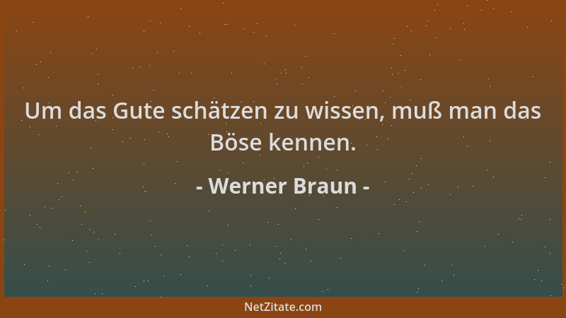 Werner Braun - Um das Gute schätzen zu wissen, muß man das Böse kennen....
