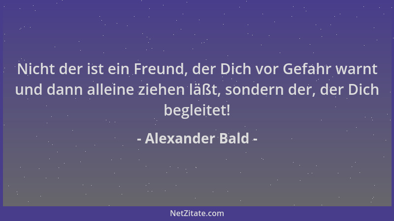 Alexander Bald - Nicht der ist ein Freund, der Dich vor Gefahr warnt und dann alleine ziehen läßt, sondern der, der Dich be...