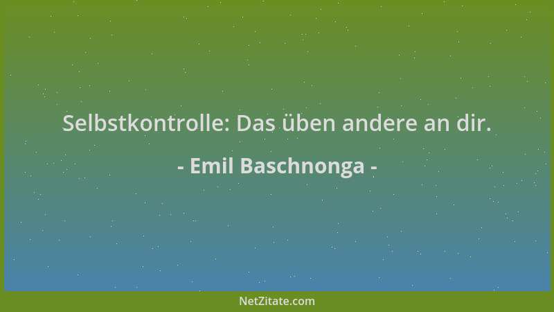 Emil Baschnonga - Selbstkontrolle: Das üben andere an dir....