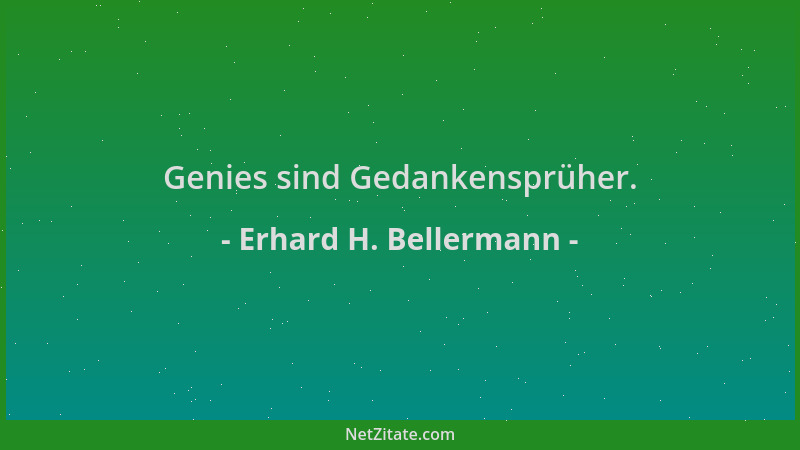 Erhard H. Bellermann - Genies sind Gedankensprüher....