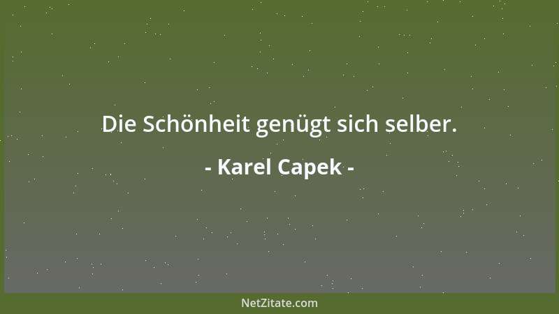 Karel Capek - Die Schönheit genügt sich selber....