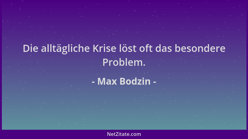 Max Bodzin - Die alltägliche Krise löst oft das besondere Problem....