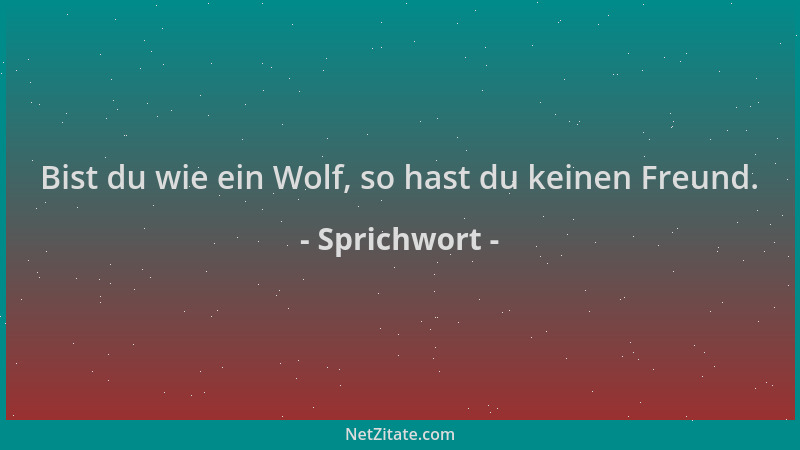 Sprichwort - Bist du wie ein Wolf, so hast du keinen Freund....