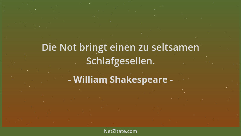 William Shakespeare - Die Not bringt einen zu seltsamen Schlafgesellen....
