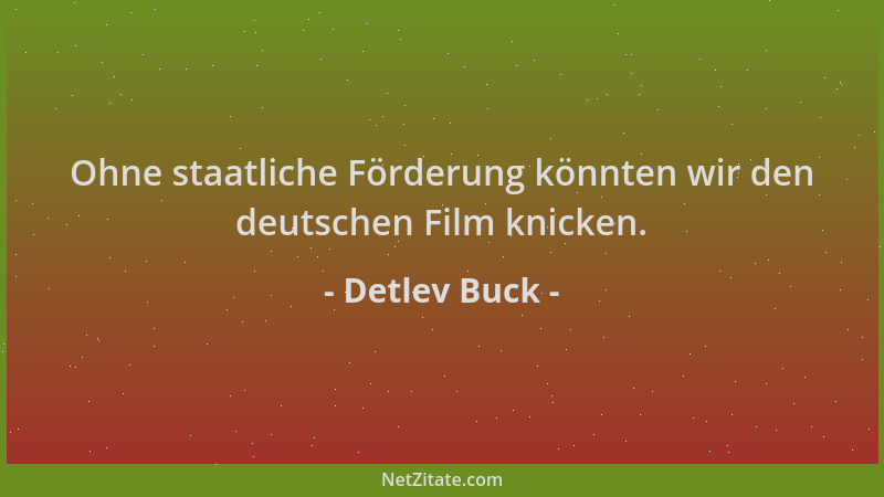 Detlev Buck - Ohne staatliche Förderung könnten wir den deutschen Film knicken....