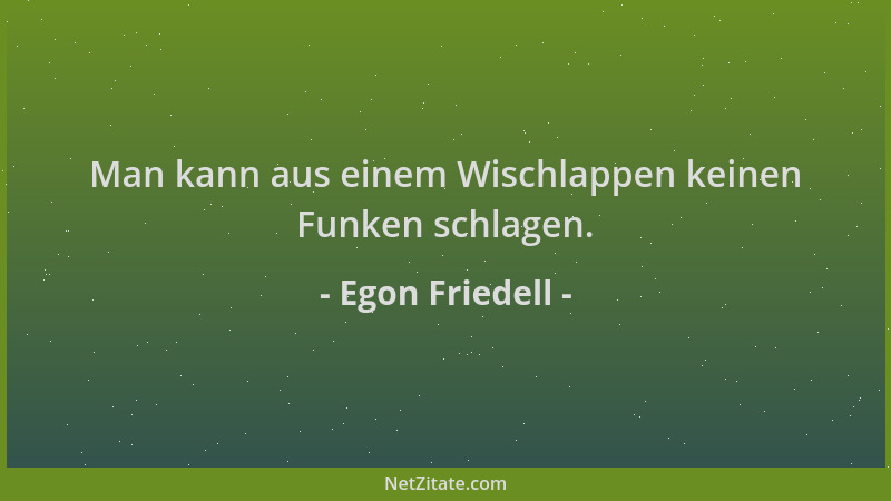 Egon Friedell - Man kann aus einem Wischlappen keinen Funken schlagen....
