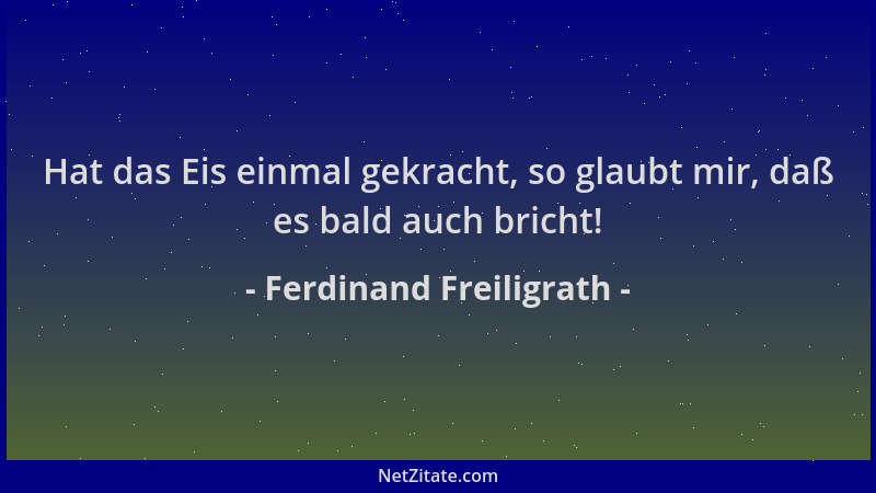 Ferdinand Freiligrath - Hat das Eis einmal gekracht, so glaubt mir, daß es bald auch bricht!...