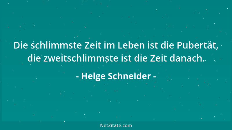 Helge Schneider - Die schlimmste Zeit im Leben ist die Pubertät, die zweitschlimmste ist die Zeit danach....