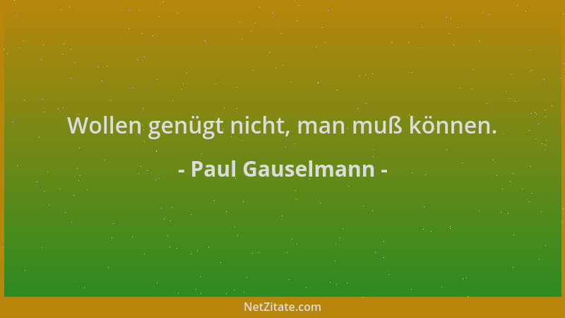 Paul Gauselmann - Wollen genügt nicht, man muß können....