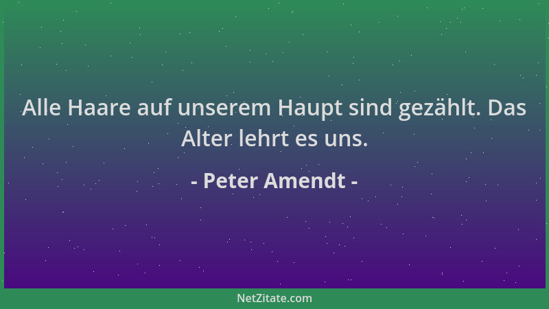 Peter Amendt - Alle Haare auf unserem Haupt sind gezählt. Das Alter lehrt es uns....